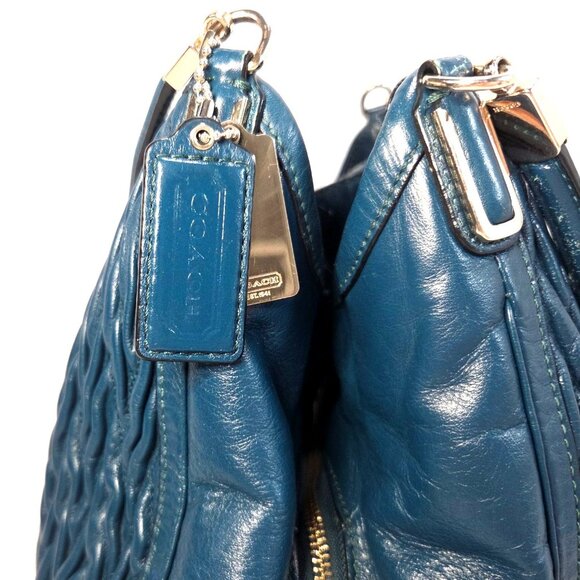Coach 2013 Teal Madison Phoebe Gathered Twist Leather Shoulder Bag  No. 26257 - Picture 7 of 14